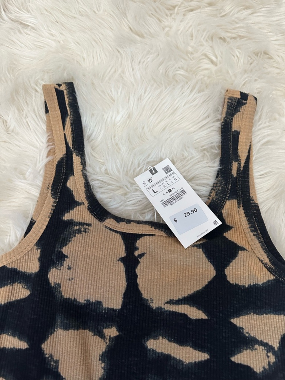 Zara Black and Tan Tie-Dye Ribbed Midi Dress - Picture 2 of 2